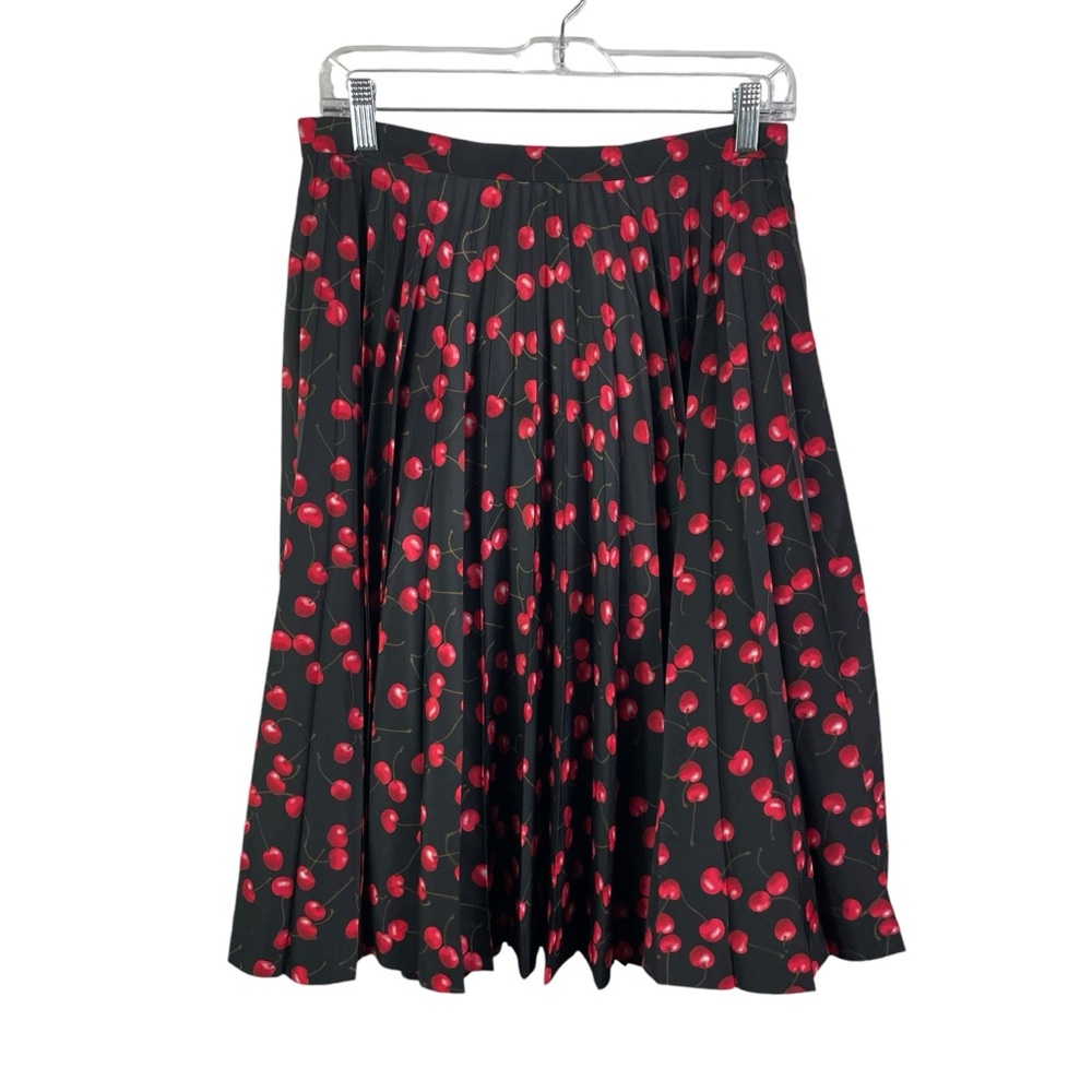 J CREW *THE* Pleated Accordian black CHERRY Midi Skirt - Picture 2 of 5